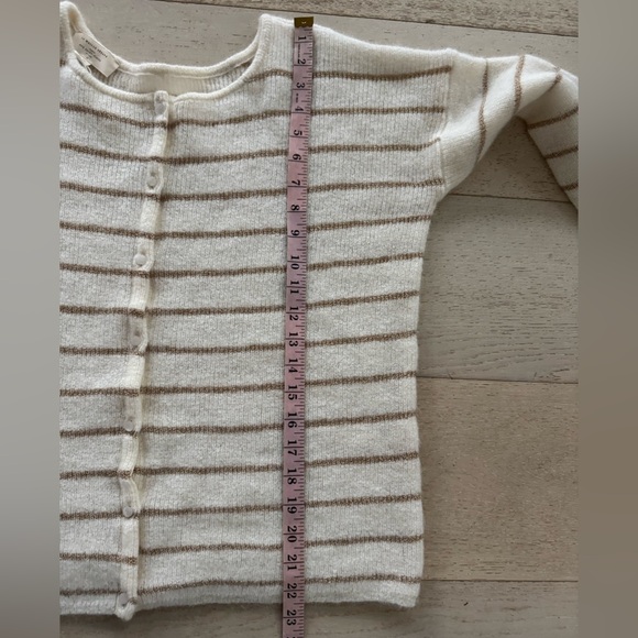 NWOT SEZANE Gaspard cardigan ECRU GOLD Striped - Picture 12 of 14